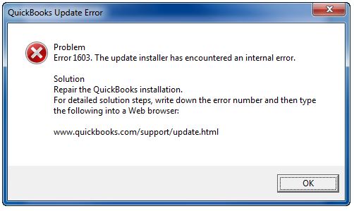 QuickBooks error code 1603