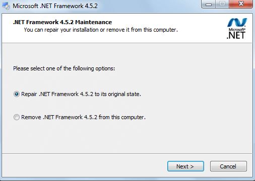 Repair Microsoft .NET Framework