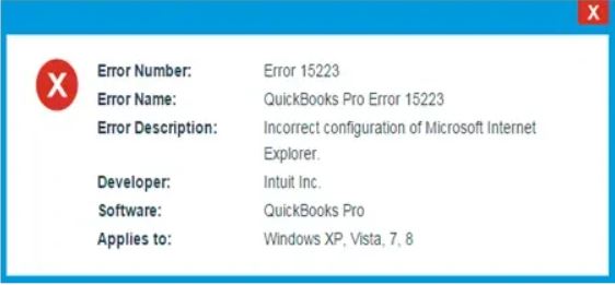 QuickBooks Error Code 15223 - Screenshot Image