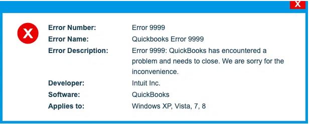 QuickBooks Online Banking Error 9999
